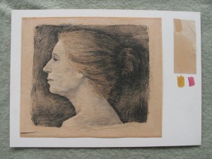Portrait of Women's Profile (Printed onto sheet stuck to paper)