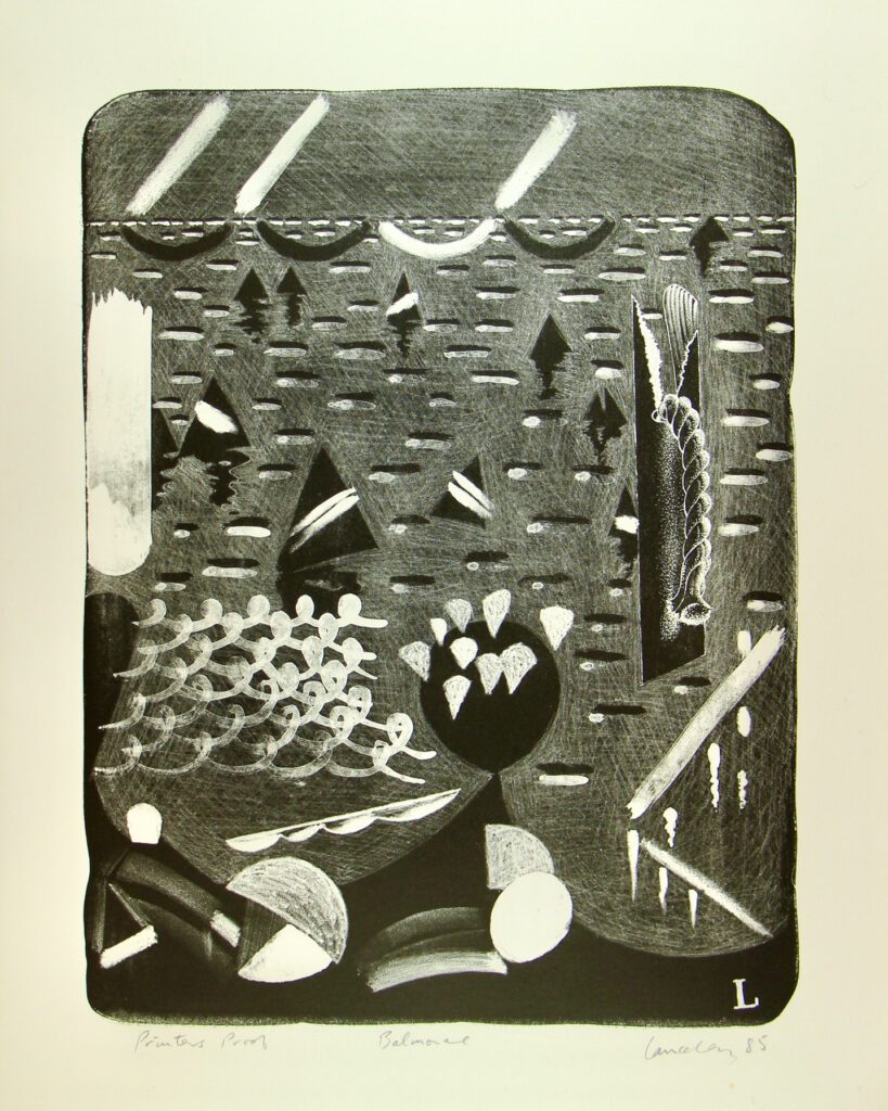 Balmoral (Black - Negative image) - 1985 50x38cm – Colin Lanceley