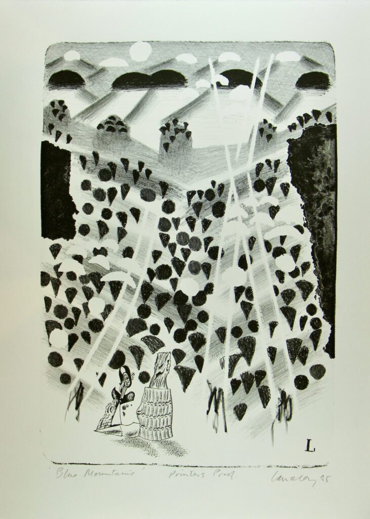 Blue Mountains (Black Positive Image) - 1985 53x37cm – Colin Lanceley