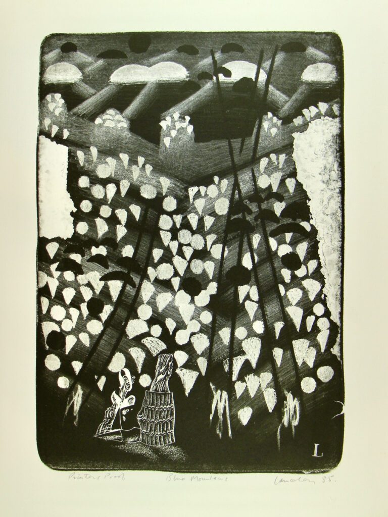 Blue Mountains (Black Negative Image) - 1985 53x37cm – Colin Lanceley