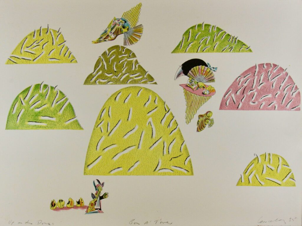 Up On The Downs - Places No 6 (Set of 7) 1985 63x78cm – Colin Lanceley
