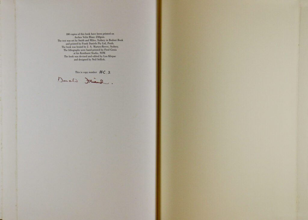 Songs of the Vagabond Scholars Dedication Back Page - 46x33cm page size – Donald Friend