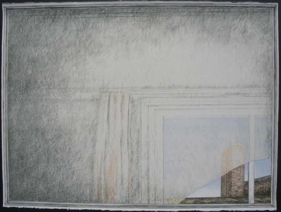 Series of 6 window views. Meures mystiques. 76x 56cm