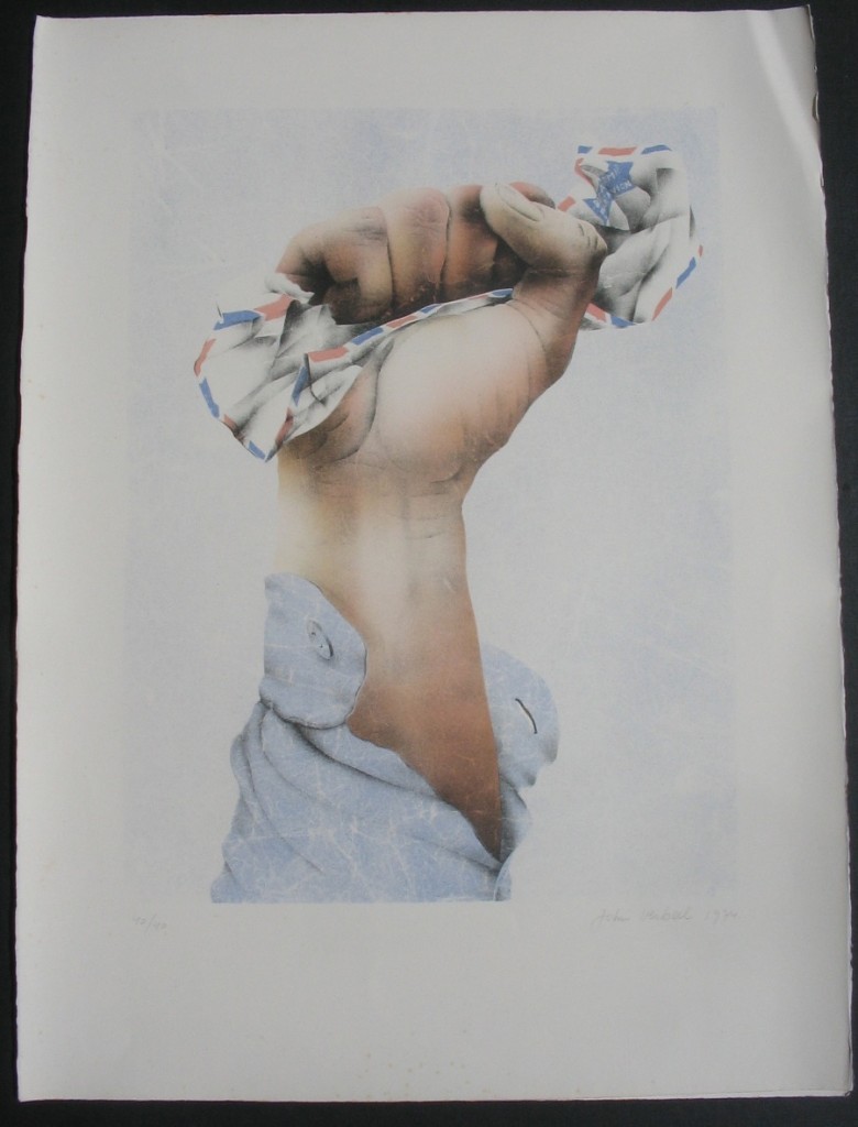 Series of 4. Fist with letter. 56x76cm