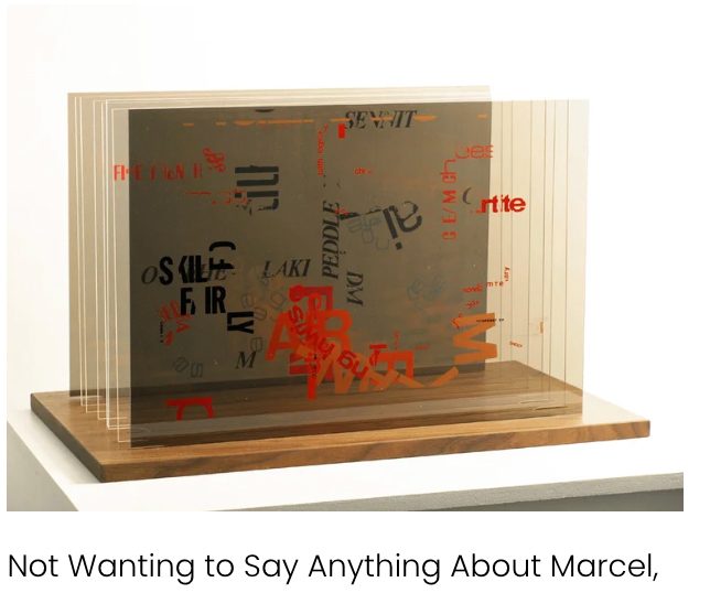 Not Wanting to Say Anything about Marcel Plexigram Sculptural Piece – John Cage