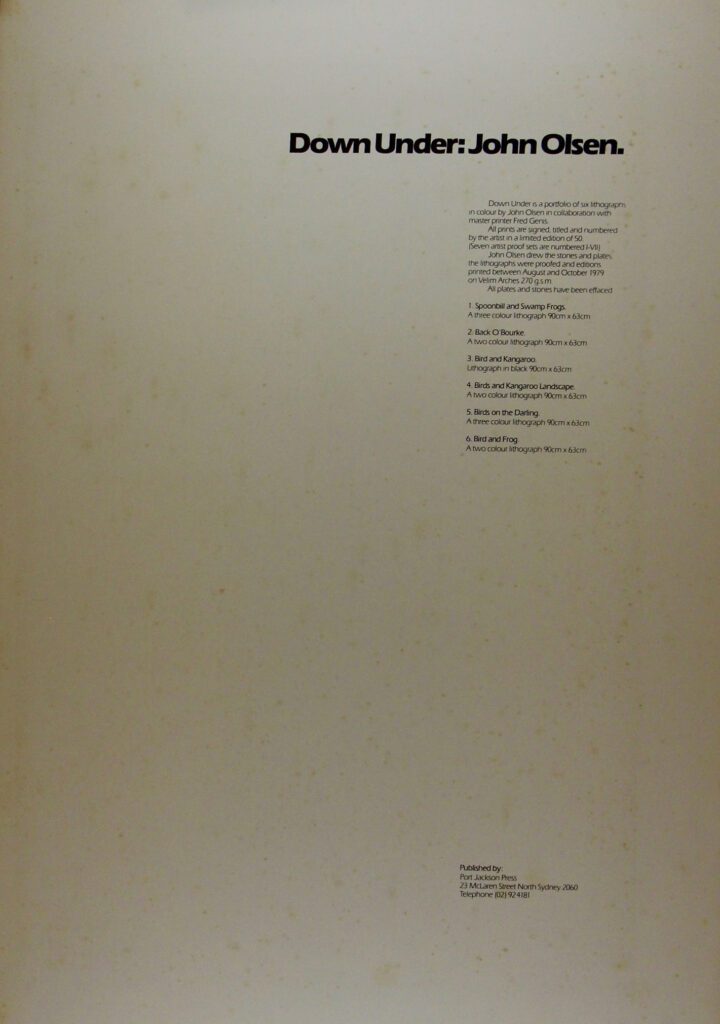 Down Under Title Page (Set) 92x64cm – John Olsen