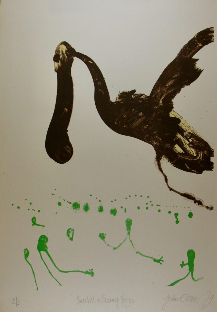 Spoonbill and Swamp Frogs (Set no 1) Down Under - 92x64cm – John Olsen