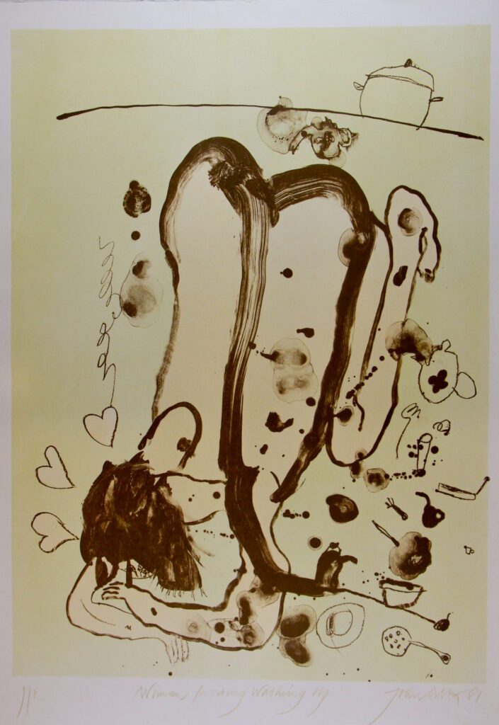 Woman Avoiding Washing Up - 91x63cm – John Olsen