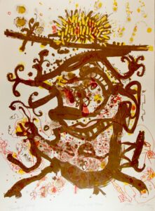 Echidna and Sun Man - 91x64cm – John Olsen