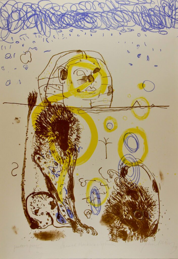 Sacred Monkeys and Sphinex - 90x64cm – John Olsen
