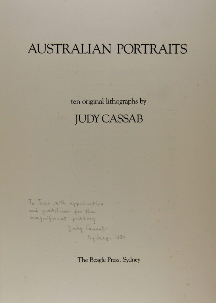 Australian Portraits Ten Lithographs (Front cover) - 61x43cm sheet – Judy Cassab