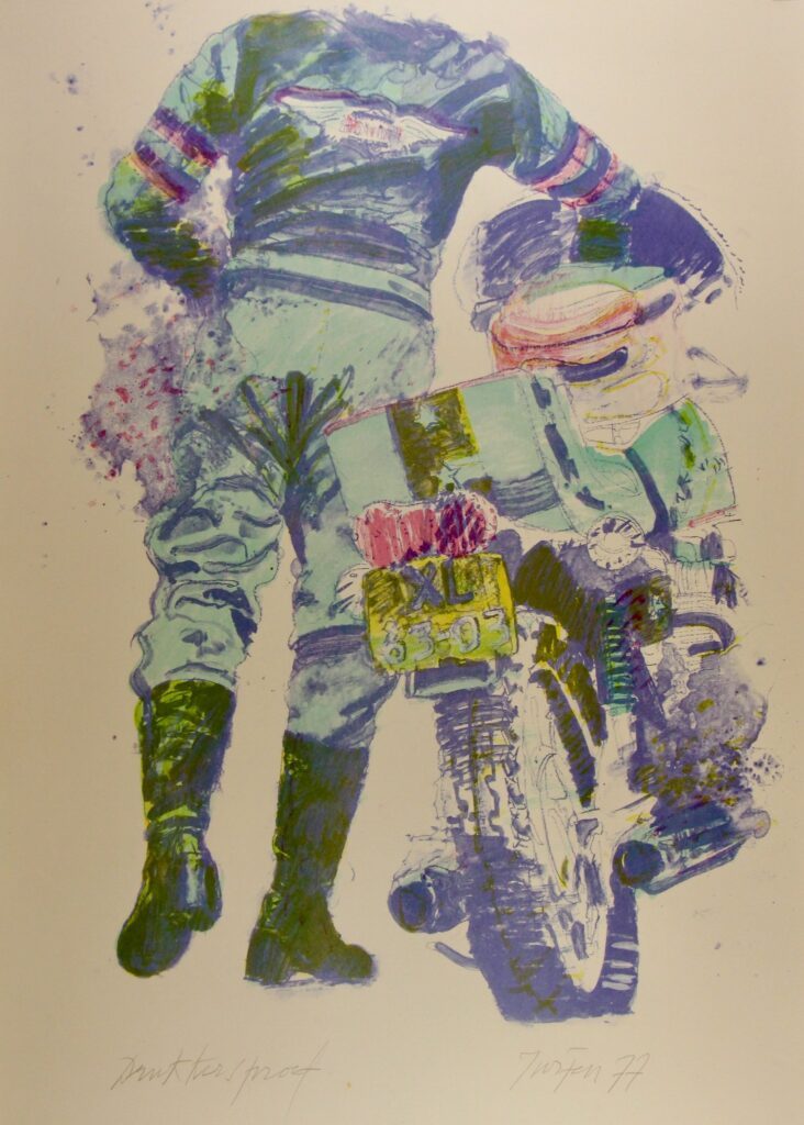 Walking with Bike - Motorcycle Series 63x90cm – Jurjen De Haan