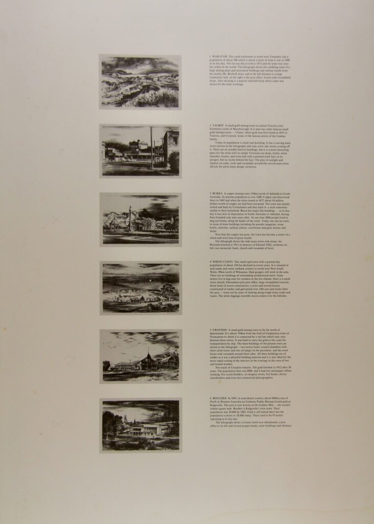 Old Mining Towns of Australia – 1984 Thumbnails/Info 56x76cm – Kenneth Jack