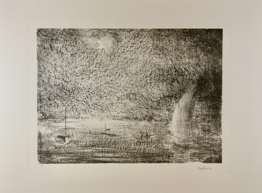 Night Fall - A Day on the Derwent 10 (Sandy Bay Set) - 56x76cm – Lloyd Rees
