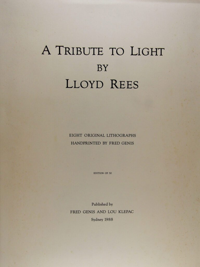 Tribute to Light Title page – 1988 40x53cm – Lloyd Rees