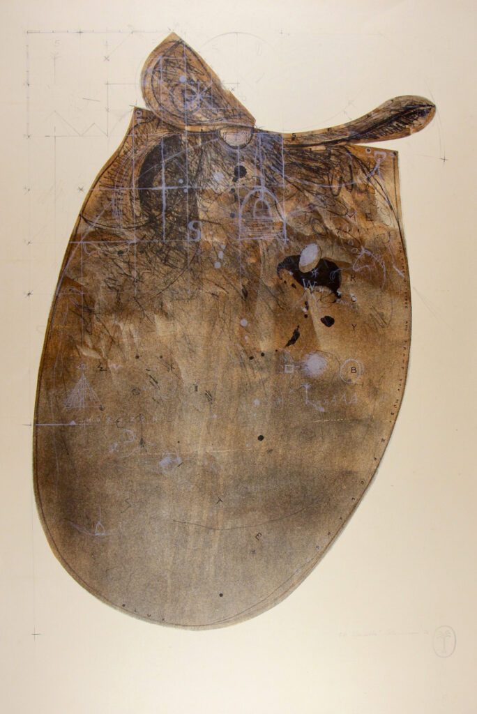 Saddle (for time is Tucker and Tramp you must) - 106x76cm – Tim Storrier