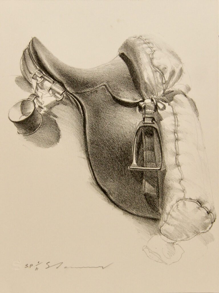 Smaller Paper Saddle on Grey - 49x38cm – Tim Storrier